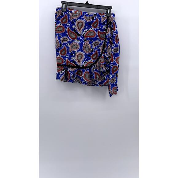 DODO BAR OR Women's Blue-Red Silk Paisley Printed Mini Skirt SZ 40(USS) - Picture 1 of 11